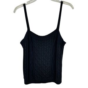 Anthropologie Black Cable Knit Crop Tank Top M
